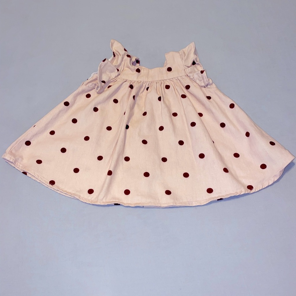 3-6 month cream colored polka dot dress